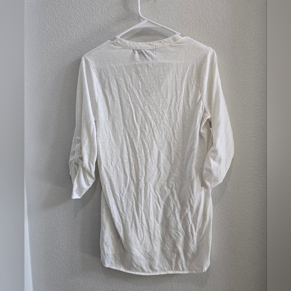 Almost famous white long sleeved shirt  with vented sides sheer suze medium - Picture 2 of 5